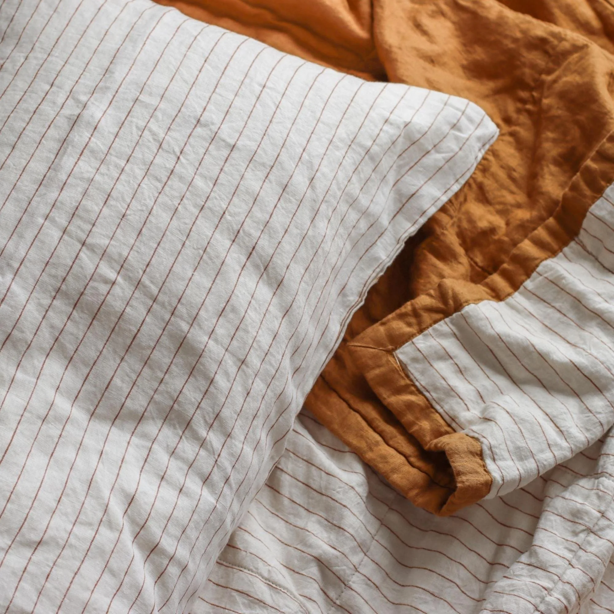 Tobacco Stripes Linen Pillowcases - Image 7