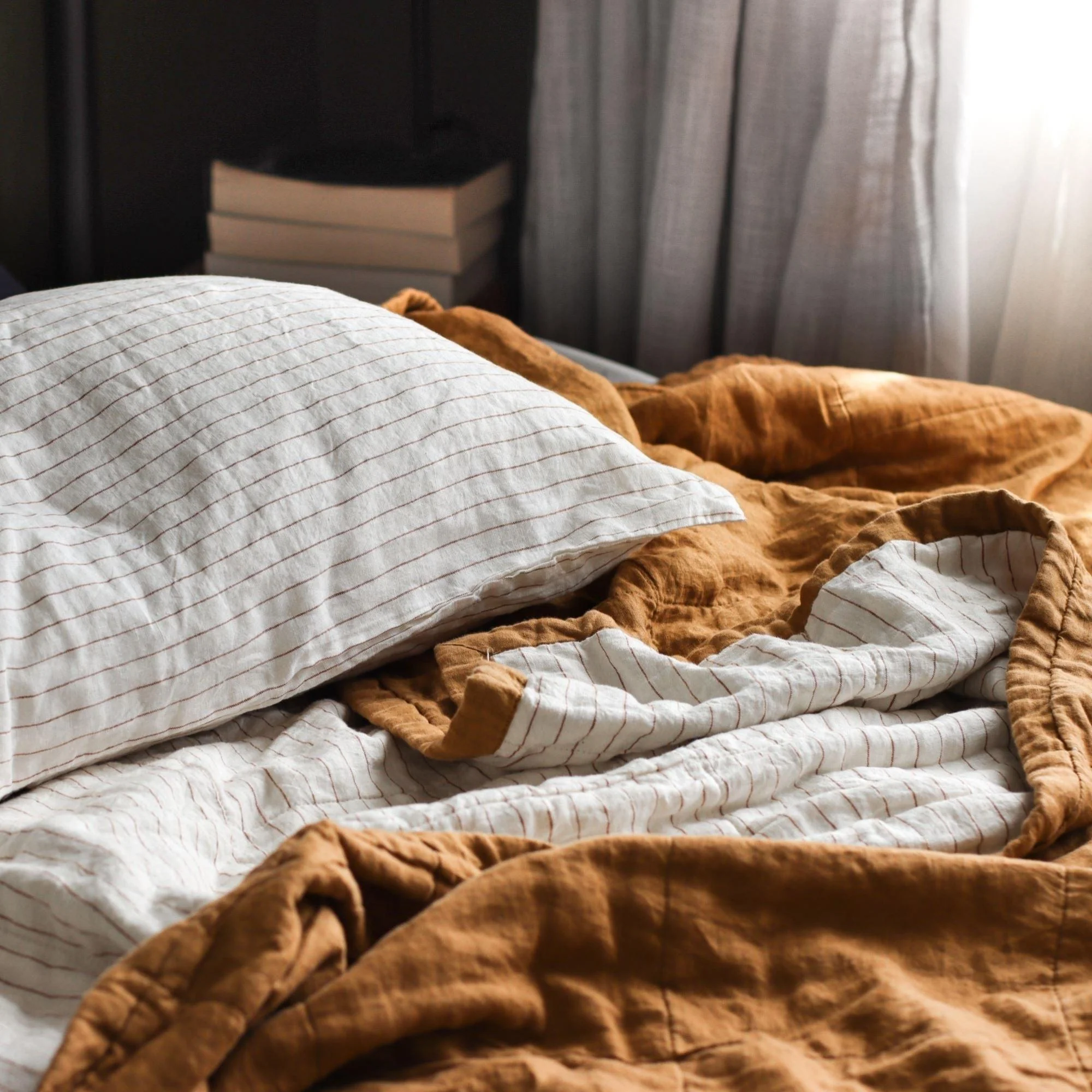 Tobacco Stripes Linen Pillowcases - Image 8