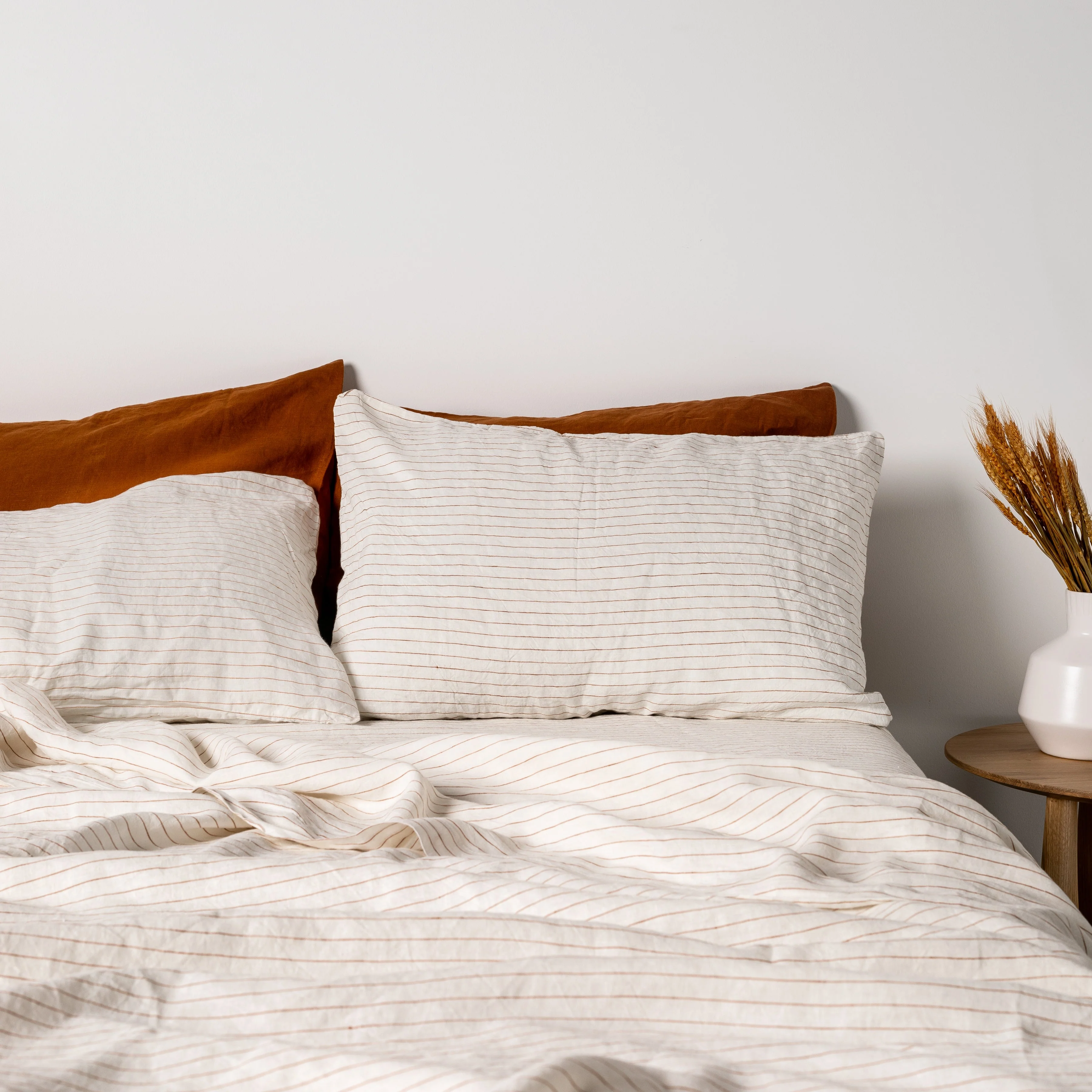 Tobacco Stripes Linen Pillowcases - Image 9